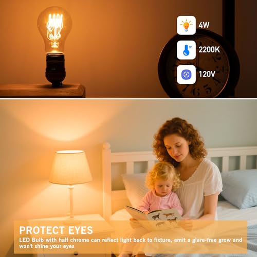 Dimmable E26 A19 Edison Bulbs Vintage Amber Light Bulbs 40 watt (2 Count)