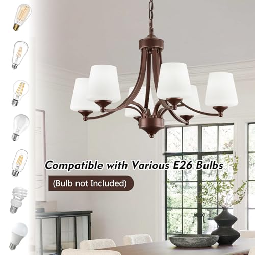 Oil Rubbed Bronze Farmhouse Chandelier for Dining Room Hanging Lighting Fixtures 6