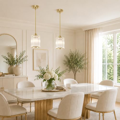 Brushed Gold Pendant Lights Kitchen Island 2 Pack (2 Count)
