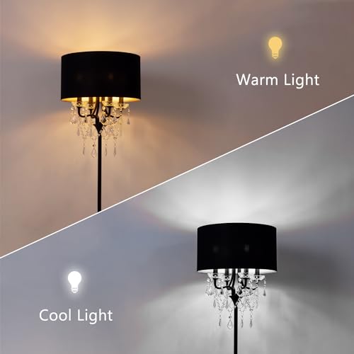 Drum Shade Black Crystal Table Lamp