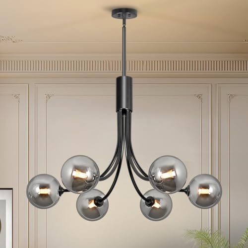 Mid Century Modern Chandelier 6 Light Sputnik Dining Room Light Fixture