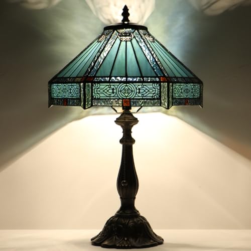 Tiffany Lamp Stained Glass Table Lamp Bedside Reading Light W12H19 Inches