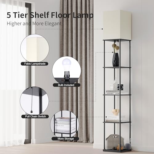5 Tier Floor Lamp with Shelves