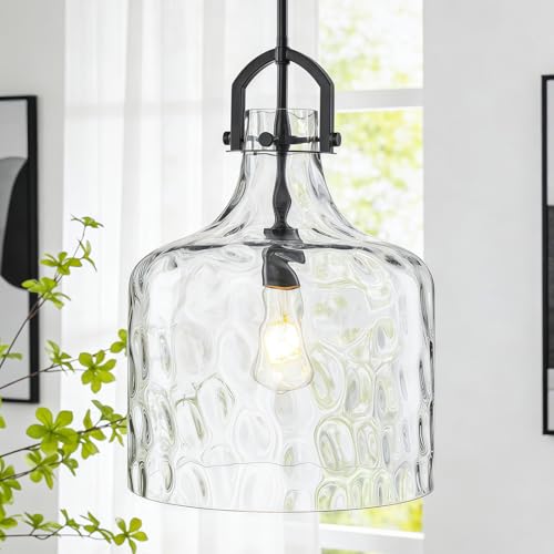 Oversized Hammered Glass Large Black Pendant Lights Kitchen Island Lighting