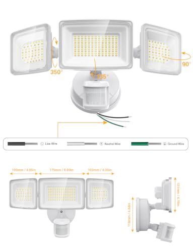 100W Smart Outdoor Security Lights with Motion Sensor