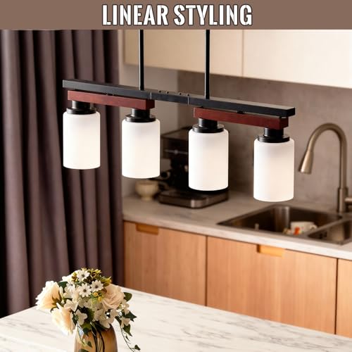 4 Light Black Linear Chandelier