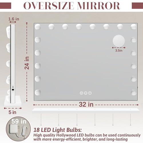 32"x24" Hollywood Vanity Mirror with Lights