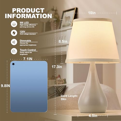 17.3'' Modern Touch Table Lamp Set of 2 with 3 Way Dimmable (2 Count)