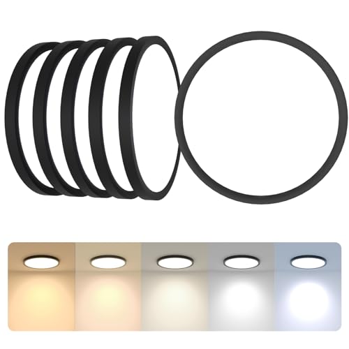 12 Inch Black LED Flush Mount Ceiling Light Fixture (6 Count)