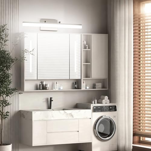 24 inch Modern Brushed Nickel Vanity Light Adjustable Bathroom Light Fixtures Over Mirror Rotatable Vanity Lighting 5500K