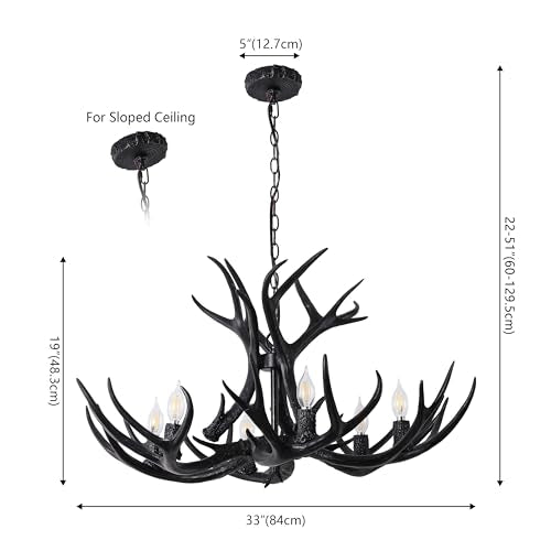 Eldora 6 Light Resin Antler Chandelier 33"