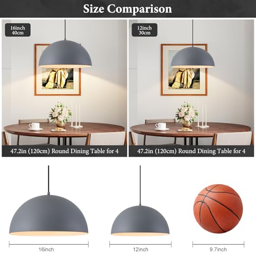16" Grey and White Industrial Pendant Lights Kitchen Island