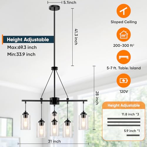 6 Light Black Chandelier