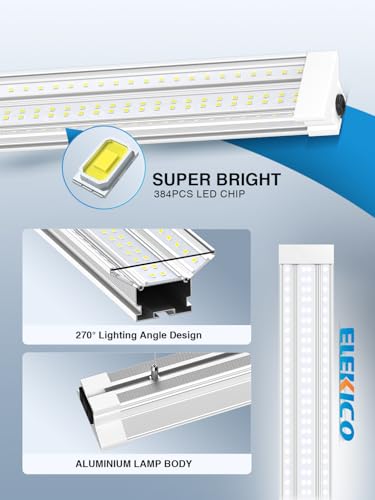 60W 4 Foot Led Shop Lights 2Pack Linkable Ceiling Or Hanging Mount for Shop