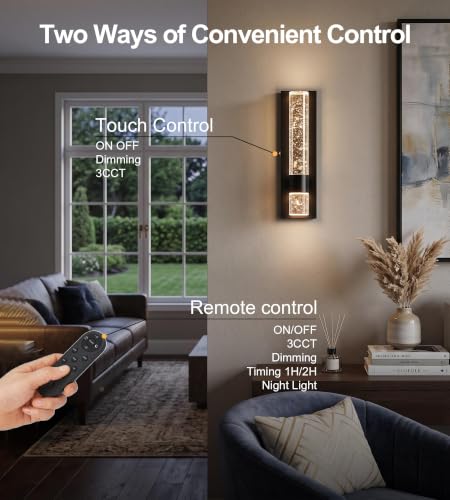 Bubble Crystal Wireless Rechargeable Wall Sconce Set of 2