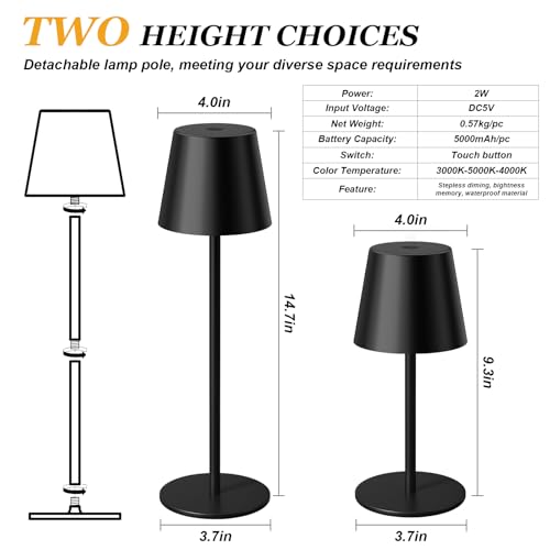 Rechargeable Table Lamp (2 Count)