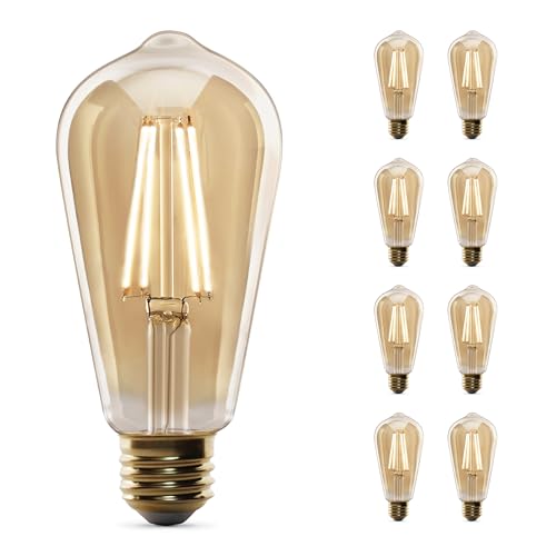 Vintage Exposed Straight Filament Amber Clear Glass LED ST19 (8 Count)