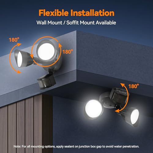 45W 5500LM PIR Motion Sensor Outdoor Lights