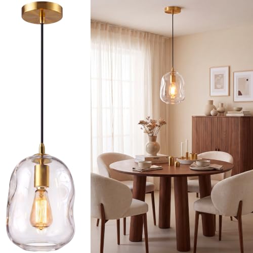 1 Pack Pendant Lights Kitchen Island (Gold+Clear 1 Pack)