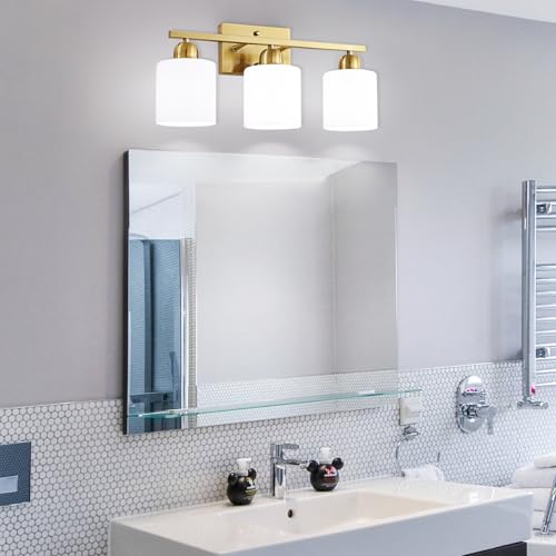 3 Light Gold Bathroom Light Fixtures