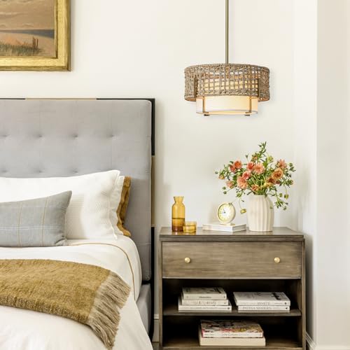 12.6" Rattan Pendant Light