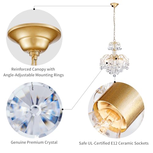 5 Light Crystal Chandelier Pendant Ceiling Light Modern Lighting Fixture for Bedroom Hallway Bar Kitchen Bathroom