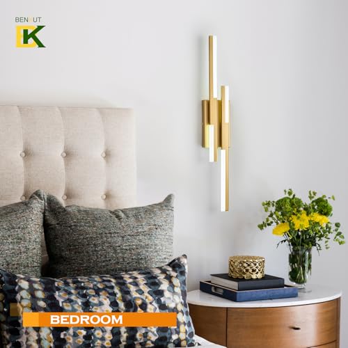 Modern LED Wall Sconce Gold Remote Wall Light Fixtures for Bathroom