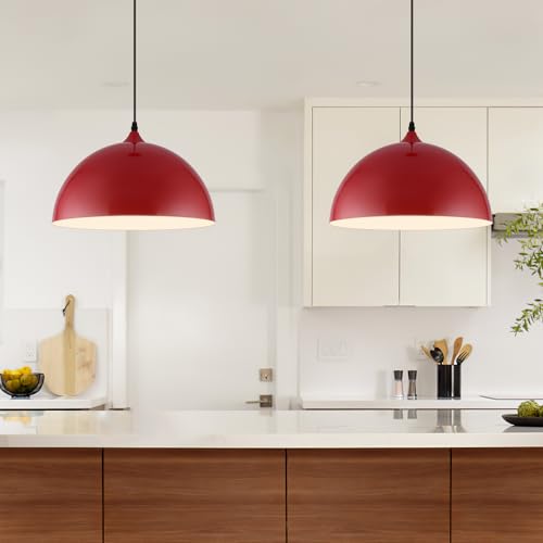 Red Pendant Lights Kitchen Island 2 Pack