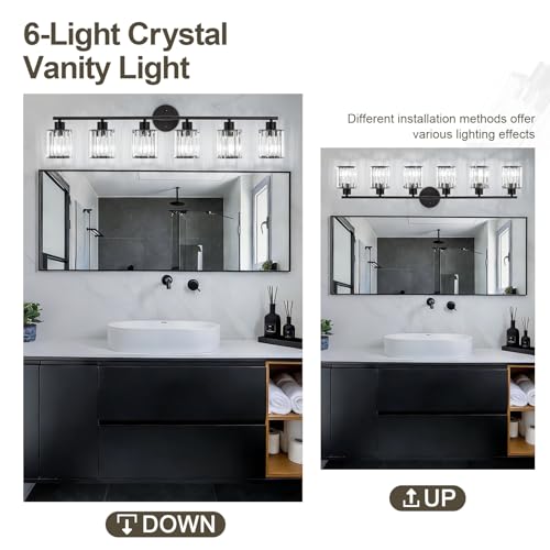 Modern Black Crystal Bathroom Light Fixtures