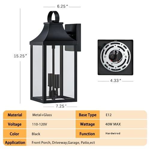 15" Black Outdoor Wall Lantern 2