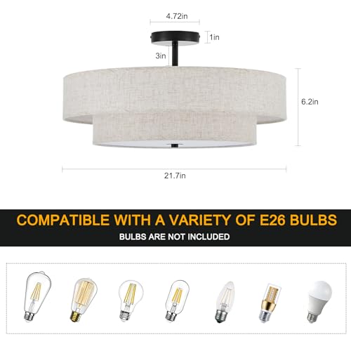 Modern Semi Flush Mount Ceiling Light 21.7" Modern Black 4