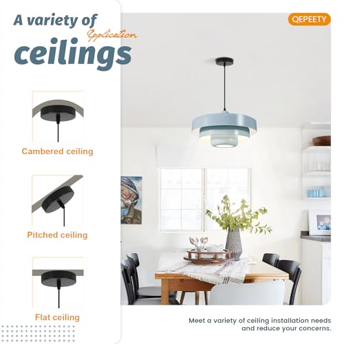 Light Blue Nordic Pendant Light Adjustable Dining Room Ceiling Lamp