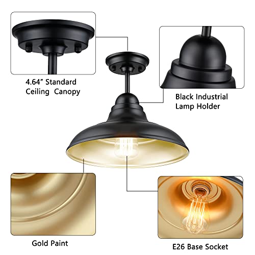 Farmhouse Semi Flush Mount Ceiling Lights (2 Count)