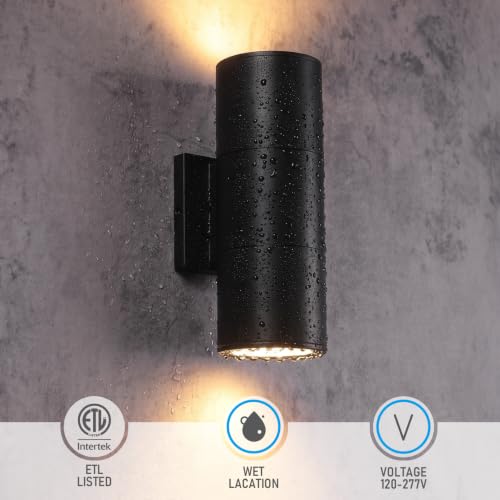 2 Pack 12 Inch 5CCT LED Cylinder Up Down Wall Light Outdoor (2 Count)
