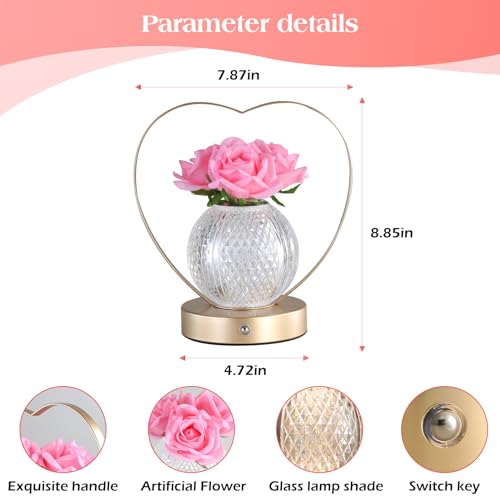 Women Gifts Rose Flower Lamp Cordless LED Touch Lamp Decor Gift