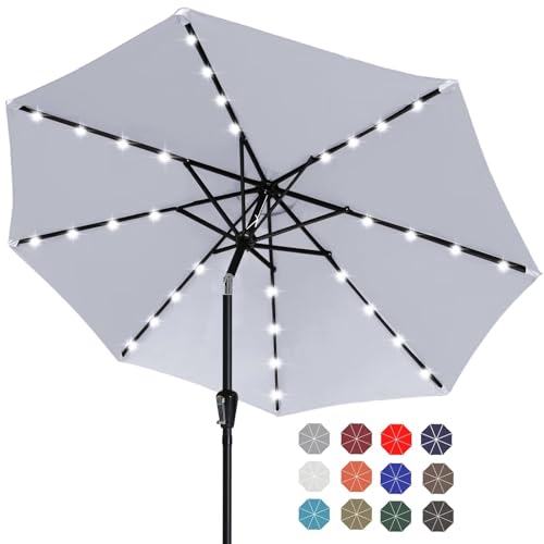 Solar Led Patio Umbrella with 32 Lights 9FT