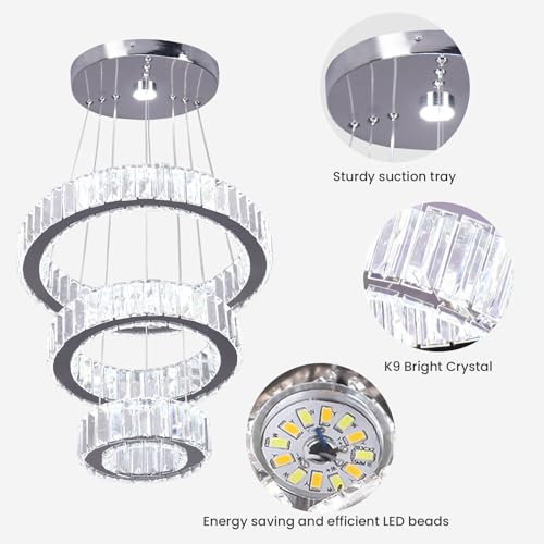 3 Ring Crystal Chandelier Ceiling Light