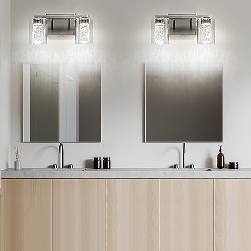2 Light Brushed Nickel Vanity Light with 3 Color Modes