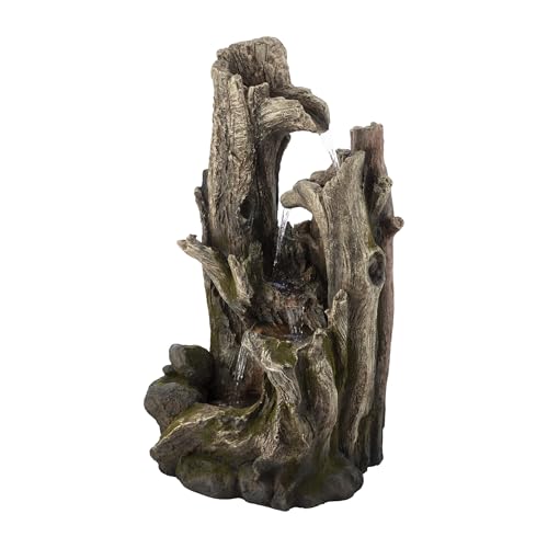 40" Tall 4 Tier Rainforest Tree Trunk Waterfall Fountain with LED Lights