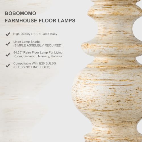 64.25" Farmhouse Floor Lamp for Living Room (White&Gold)