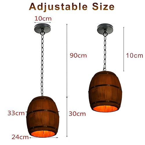 Wooden Wine Barrel Chandelier Bar Cafe Lights Vintage Rustic Wine Barrel Decor Hanging Light Kitchen Light Fixtures Pendant Lamp Barrel Shade Ceiling Light Farmhouse Pendant Light
