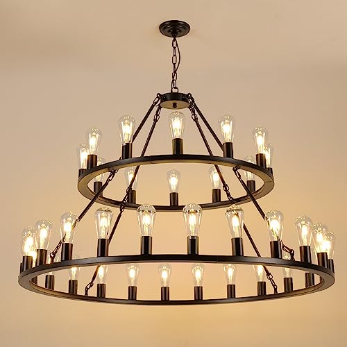 Wagon Wheel Chandelier 2 Tier 48