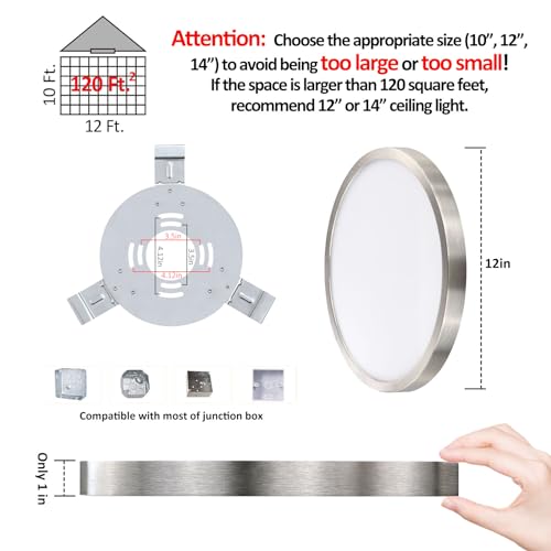 12 Inch Flush Mount LED Ceiling Light Fixture (2 Count)