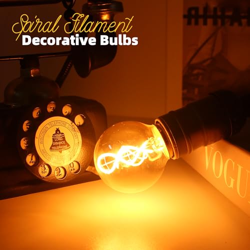 E26 Amber Edison Light Bulb 25 Watt Equal 3W G16.5 LED Bulbs (2 Count)