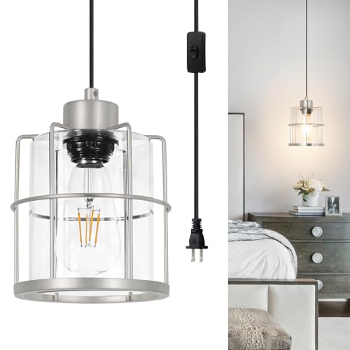 Brushed Nickel Plug in Pendant Light
