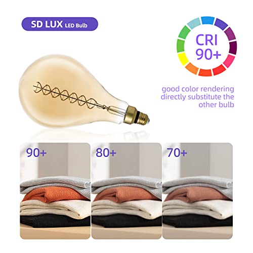 PS160 Large LED Edison Light Bulbs Dimmable 8W 450lm E26 2200K 1PC