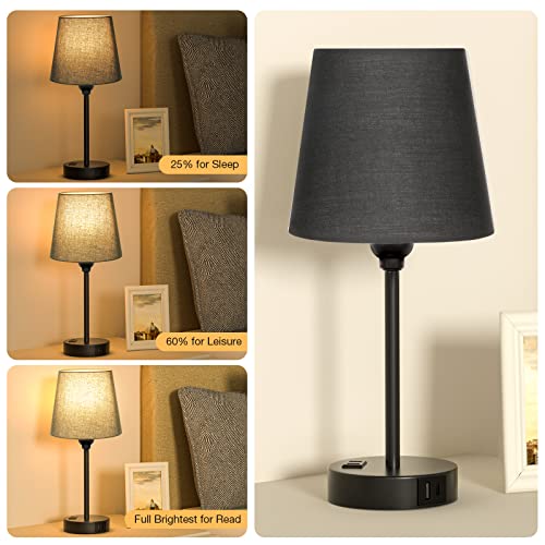 Black Bedside Lamps Set 2 for Bedroom (2 Count)