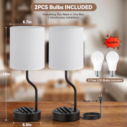 Bedside Lamps for Bedroom Set of 2 (2 Count)