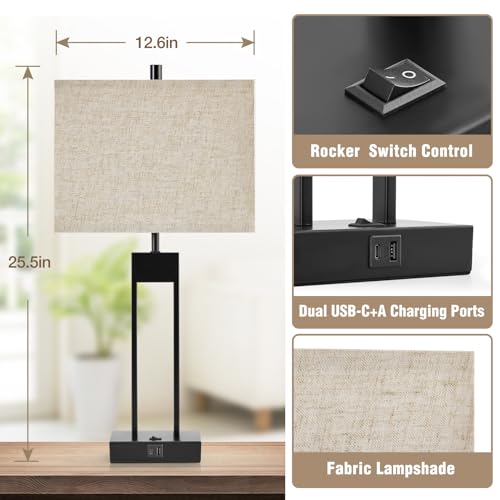 Extra Large 25.5" Nightstand Table Lamps for Bedrooms Set of 2 (2 Count)