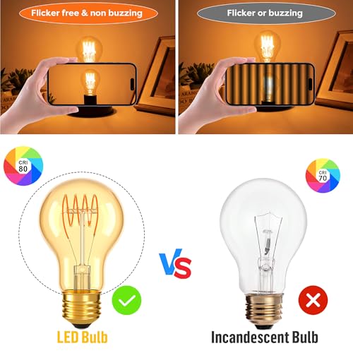 Dimmable E26 A19 Edison Bulbs Vintage Amber Light Bulbs 40 watt (2 Count)